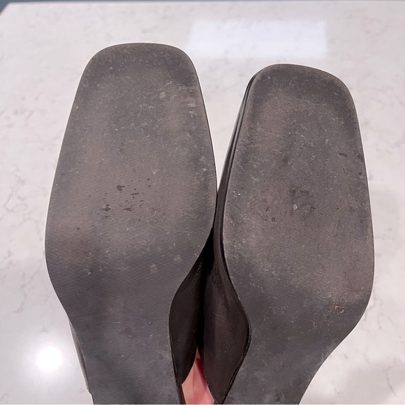 LIZ CLAIBORNE Y2K Brown Leather Square Toe Heeled Mules Size 6.5 - Picture 11 of 14